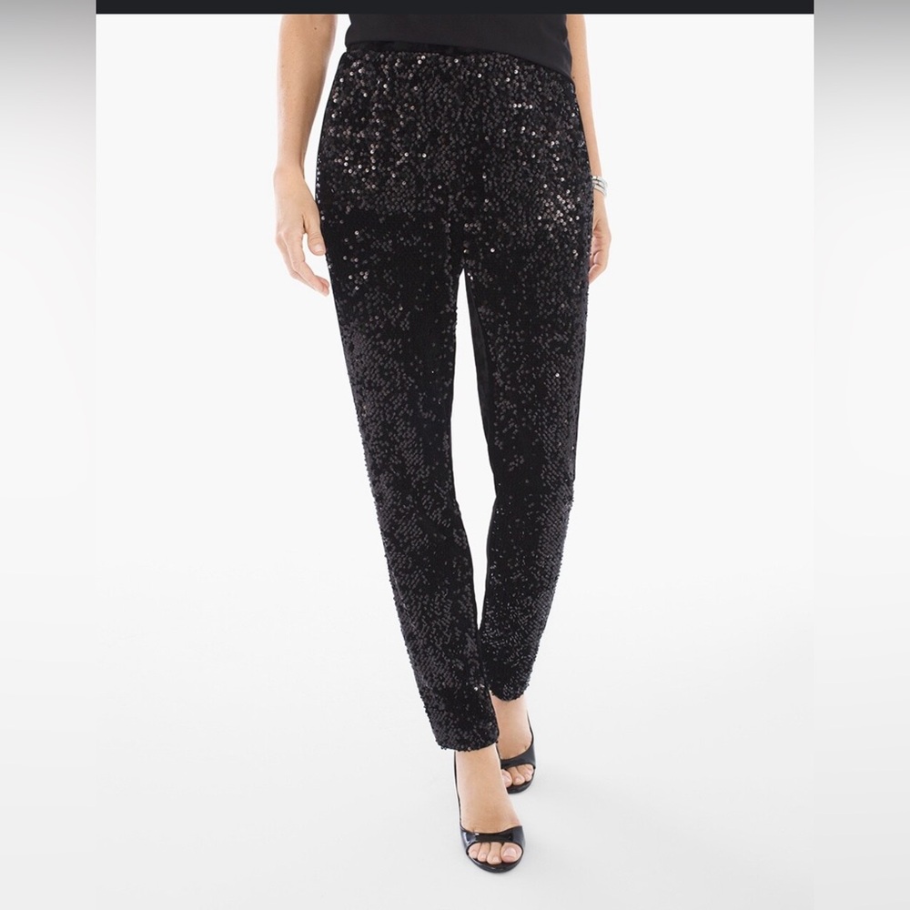 NWT Chico’s Sequins and Velvet Ankle Pants Black - Size 1 (8/Small)